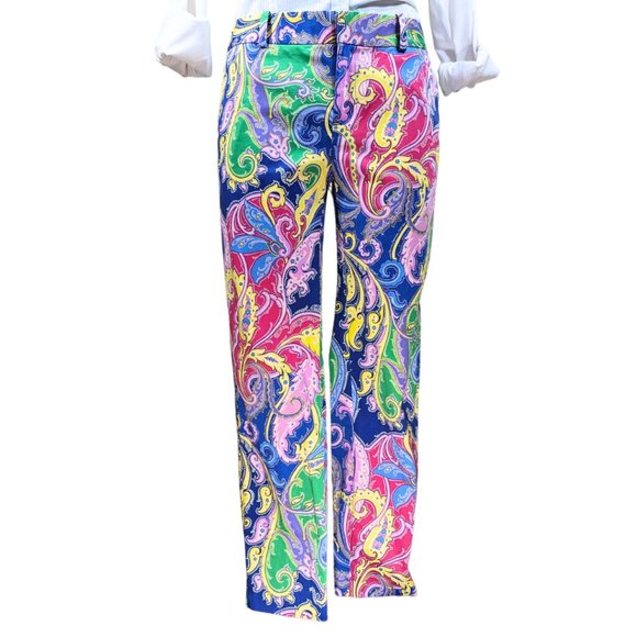 Ralph Lauren Pants - Ralph Lauren Golf Size 0 Paisley Multicolor Cropped Straight Leg Pants